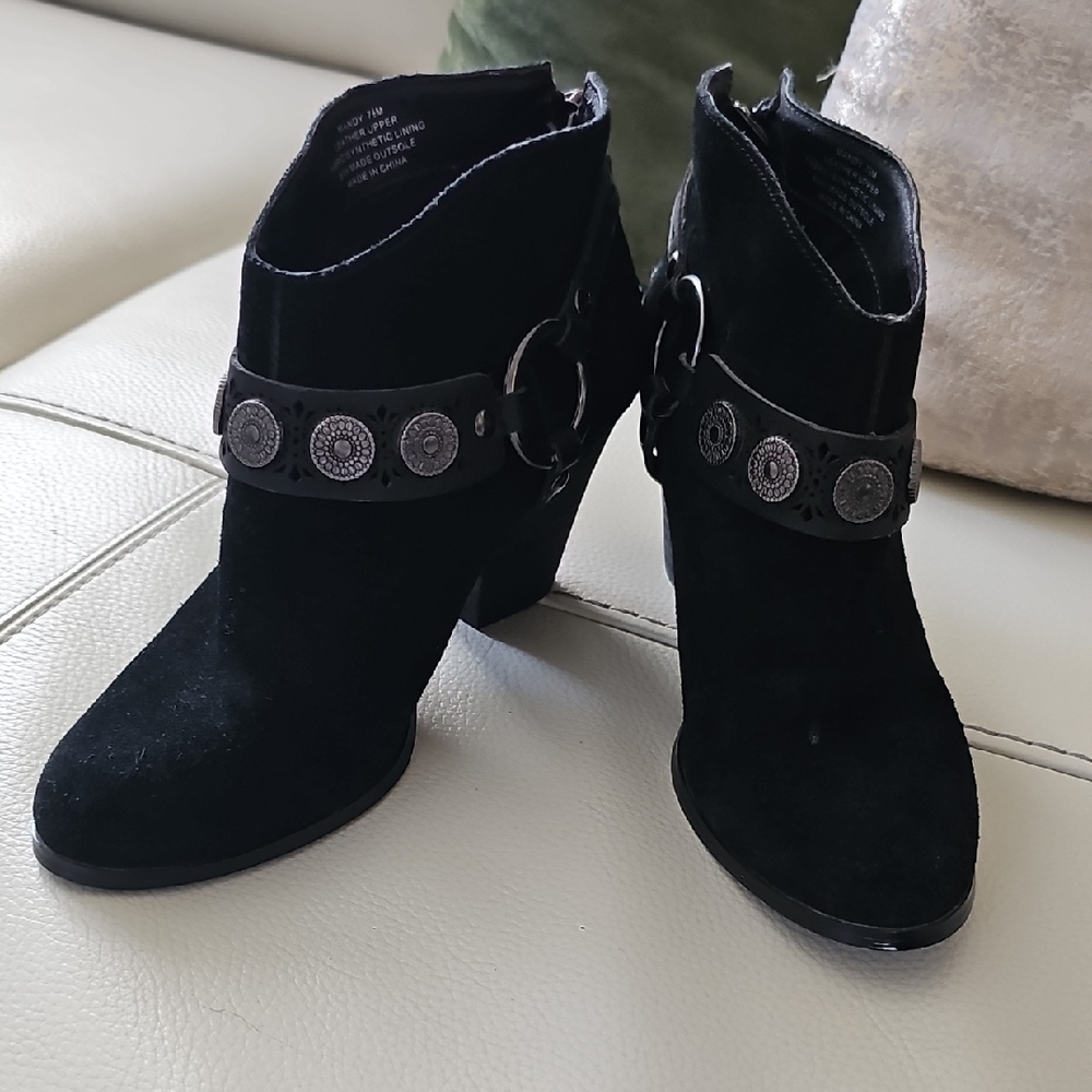 Yellow Box Black Ankle Booties with Silver Accents
